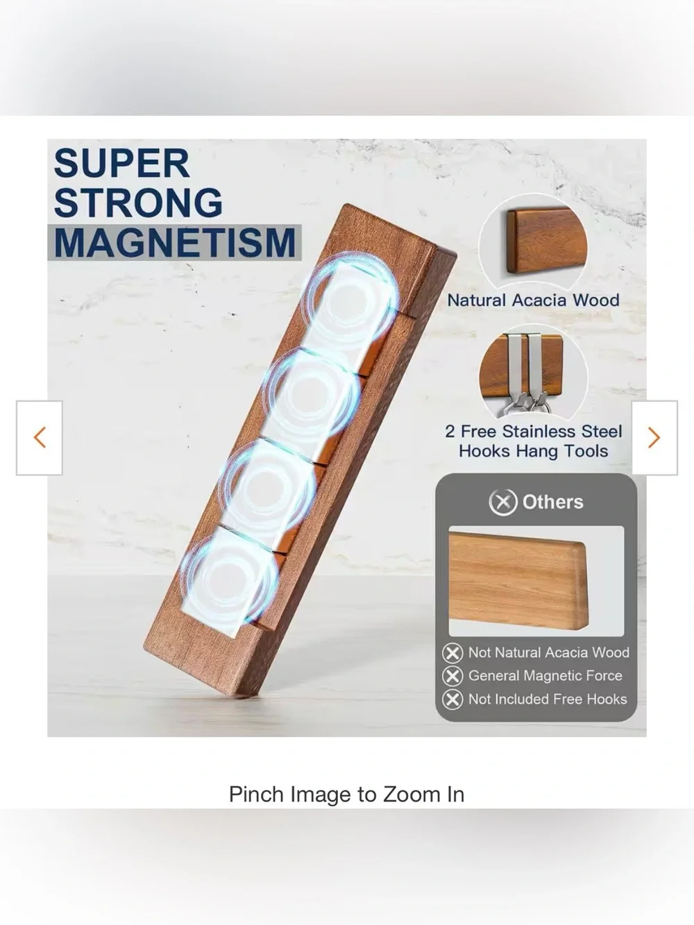 ENOKING Magnetic Knife Holder for Wall, 10 Inch Powerful Magnet Acacia Wood